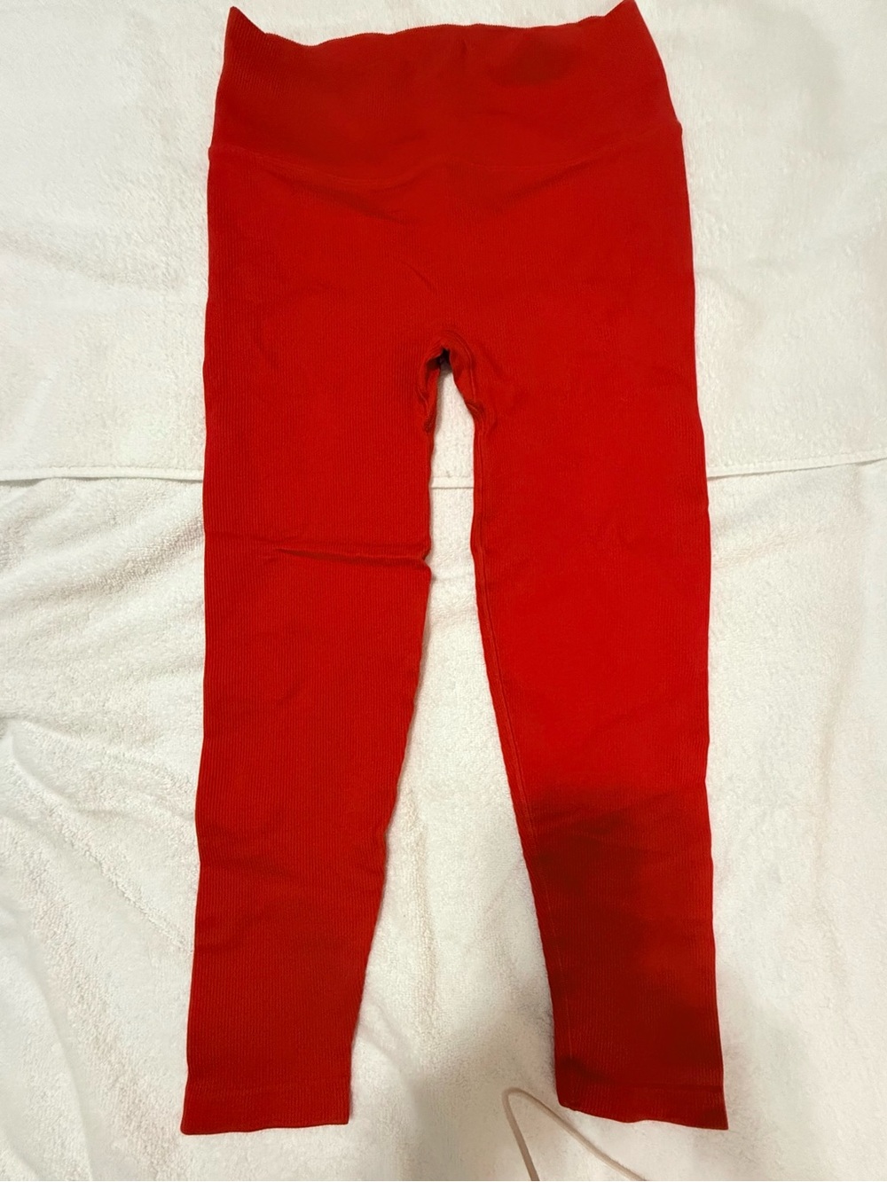 Large Victoria's Secret Bright Red Ribbed Leggings